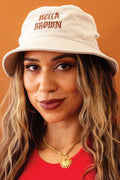 Hella Brown Embroidered Bucket Hat - Bone