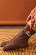 Hella Brown Embroidered Socks - Walnut
