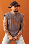 Hella Brown Sleeveless Tee - Tornado Grey